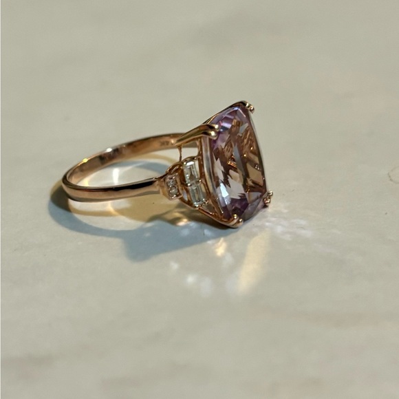 SOLD Effy 6.75ct Pink Amethyst And Diamond Ring $3,750 14kt Rose Gold - Picture 8 of 16